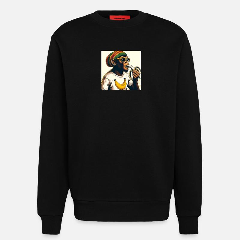 Cool monkey eats banana - Sweatshirt - made by SPREAD  - SOLID BLACK