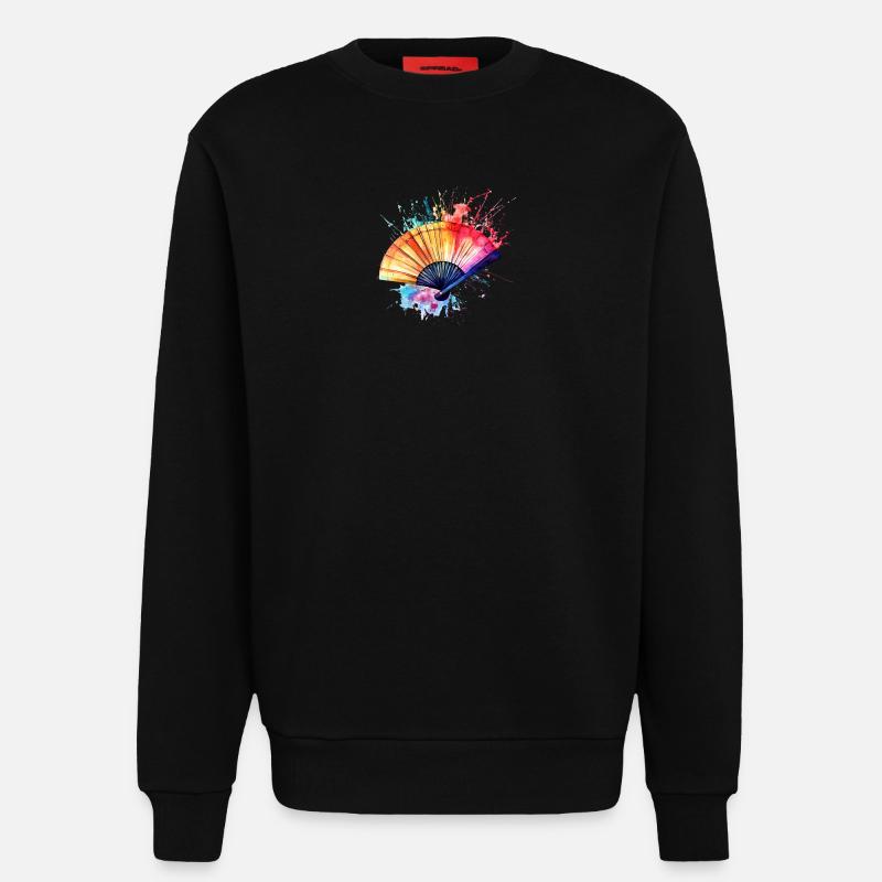 Lebendiger Aquarell-Fächer - Sweatshirt - made by SPREAD  - SOLID BLACK