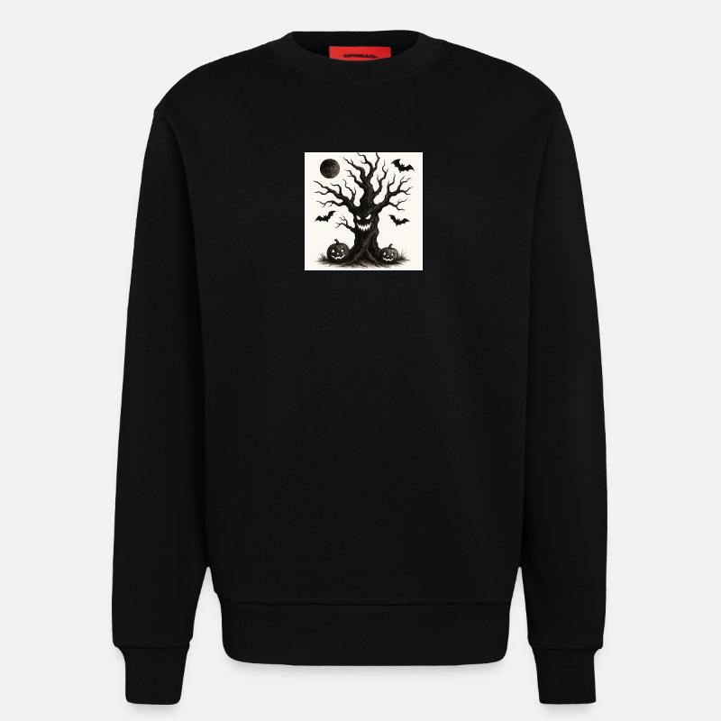 Halloween spooky tree October 31 - Sweatshirt - made by SPREAD  - SOLID BLACK
