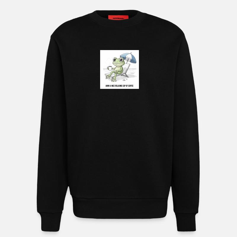Frosch Strand Kaffee Chill - Sweatshirt - made by SPREAD  - SOLID BLACK