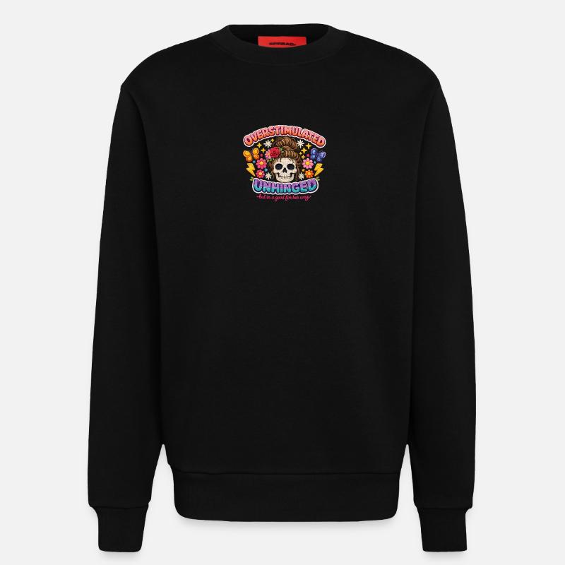 Overstimulated Unhinged Patch Skull - Sweatshirt - made by SPREAD - SOLID BLACK