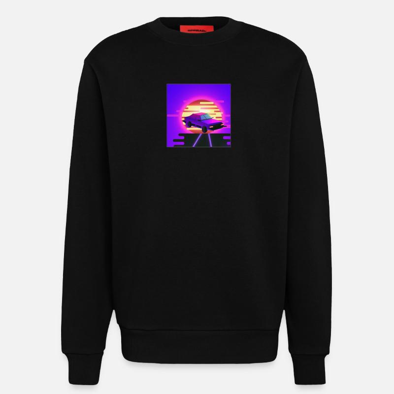 Retrowave/Vaperwave Auto. - Sweatshirt - made by SPREAD  - SOLID BLACK