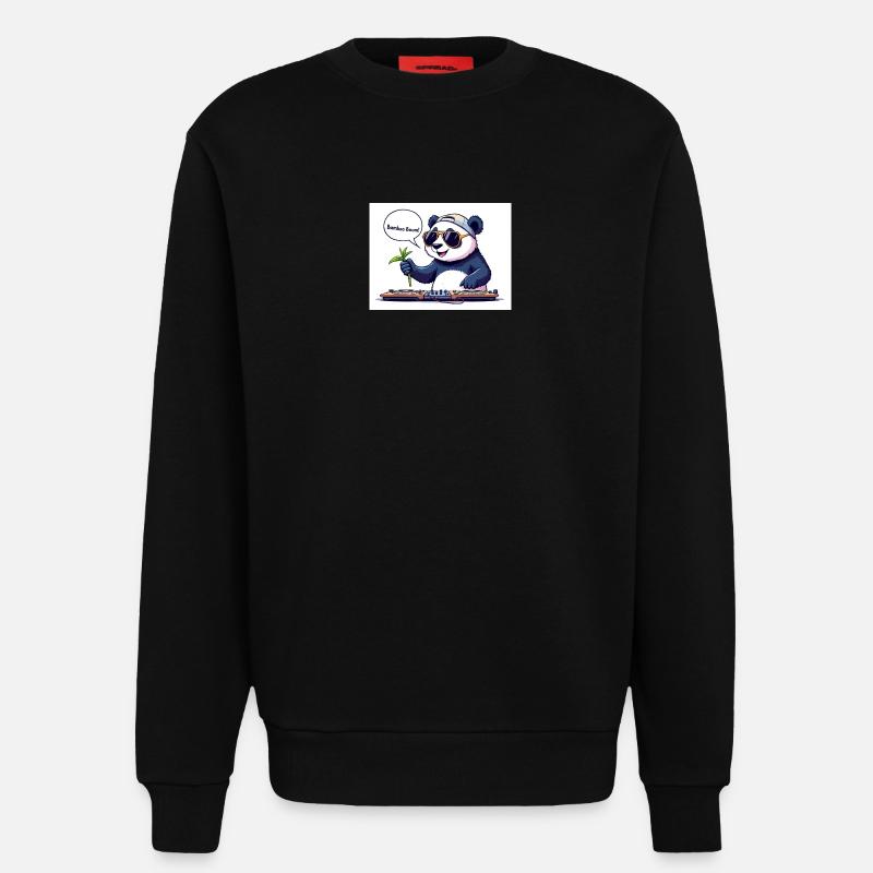 DJ Panda mit Brille und Bambusstab - Sweatshirt - made by SPREAD - SOLID BLACK