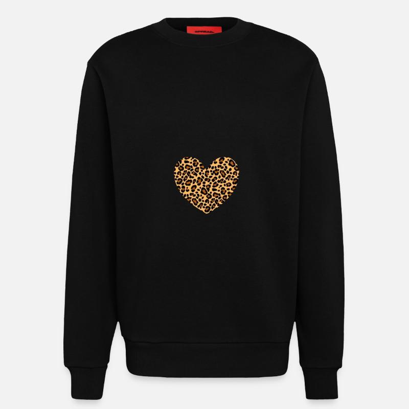 Herz Muster Leopard Geschenk - Sweatshirt - made by SPREAD  - SOLID BLACK