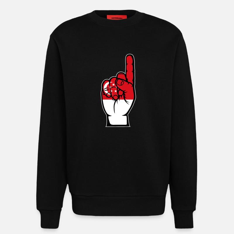 Drapeau de Singapour numéro 1 - Sweat bio décontracté fabriqué en UE - SOLID BLACK