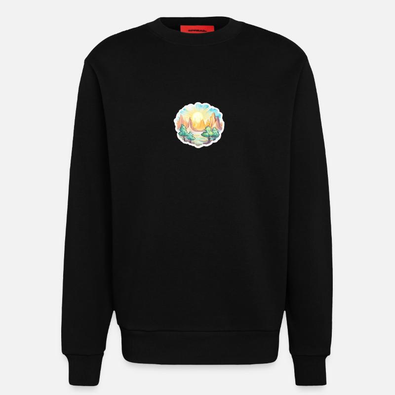 Landscape - Illustration - Sweatshirt - made by SPREAD - SOLID BLACK