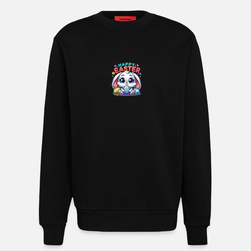 Happy Easter - Easter Bunny Illustration - Sweatshirt - made by SPREAD  - SOLID BLACK