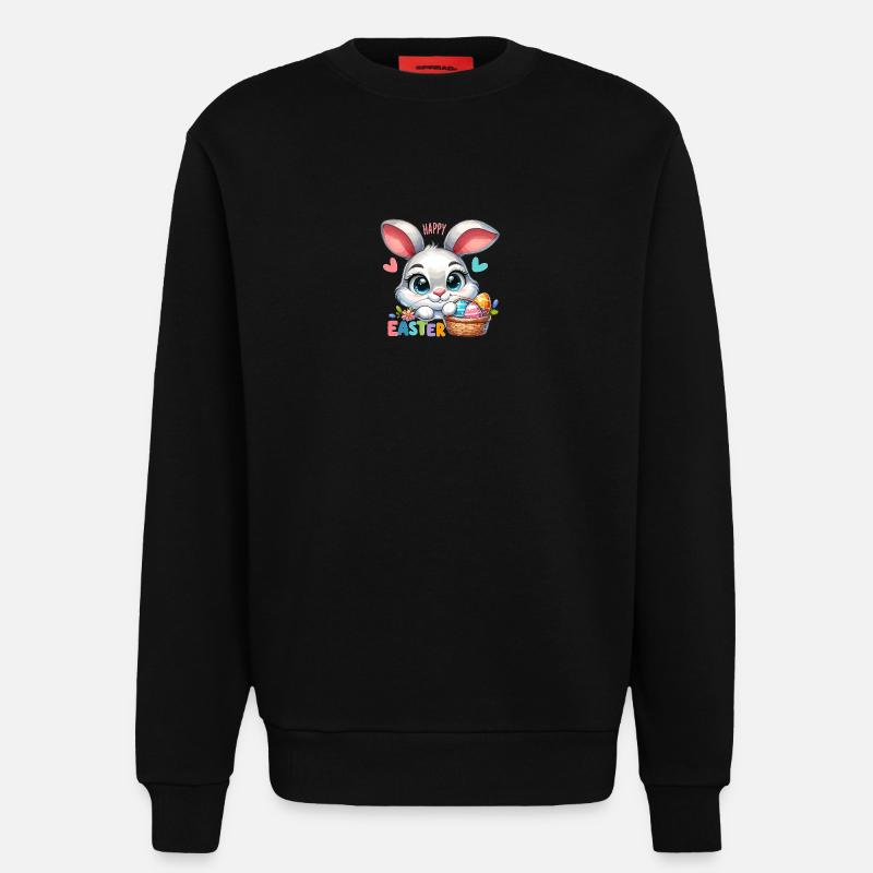 Happy Easter - Easter Bunny Illustration - Sweatshirt - made by SPREAD - SOLID BLACK