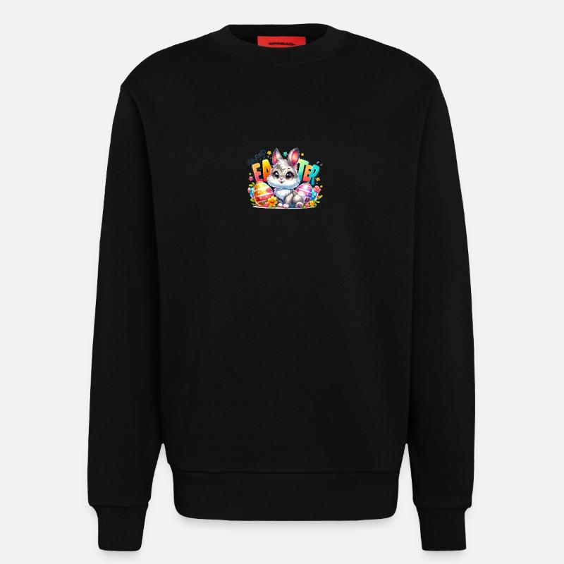 Happy Easter - Easter Bunny Illustration - Sweatshirt - made by SPREAD - SOLID BLACK
