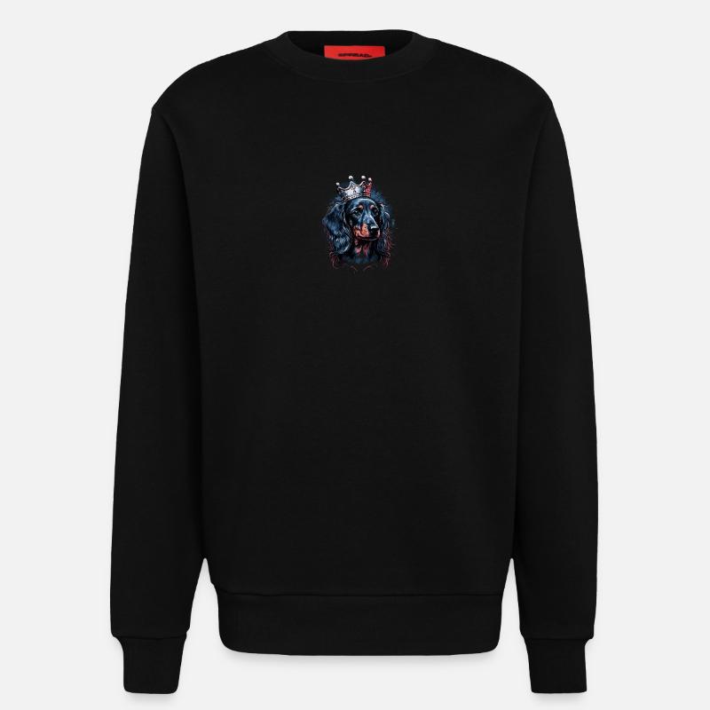 Teckel avec couronne - Sweat bio décontracté fabriqué en UE - SOLID BLACK