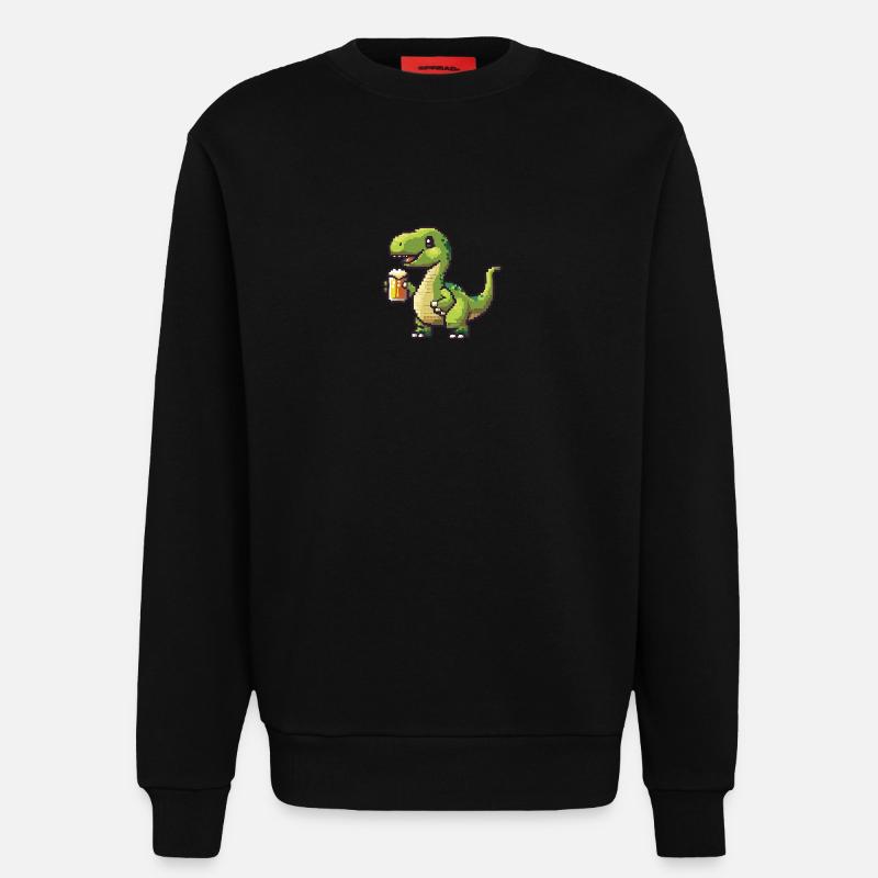 Dinosaurier brontosaurus Pixel Bier - Sweatshirt - made by SPREAD - SOLID BLACK