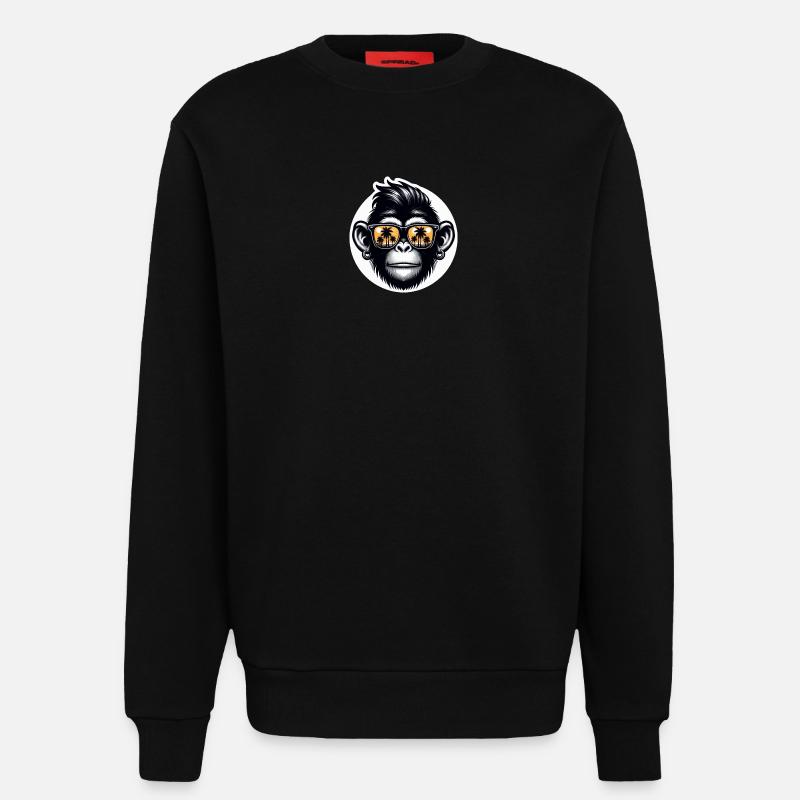 Monkey Glasses Palm Trees - Sweatshirt - made by SPREAD  - SOLID BLACK
