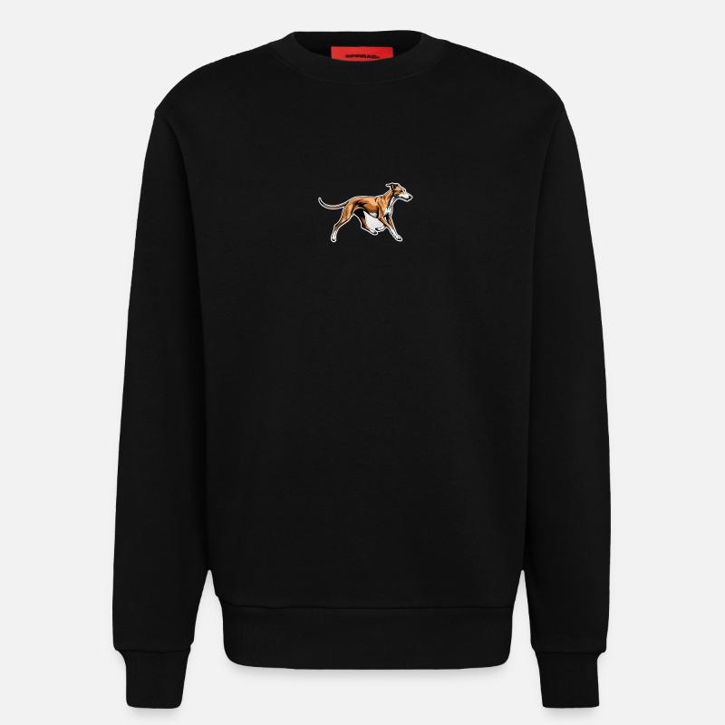 Dynamischer Windhund Lauf-Illustration - Sweatshirt - made by SPREAD  - SOLID BLACK