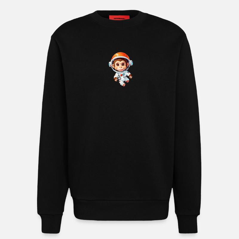 Singe de l’espace - Sweat bio décontracté fabriqué en UE - SOLID BLACK