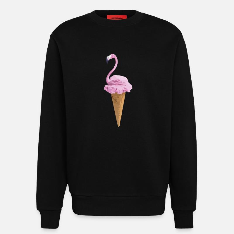 Flamingo mit Eiscreme - Sweatshirt - made by SPREAD  - SOLID BLACK