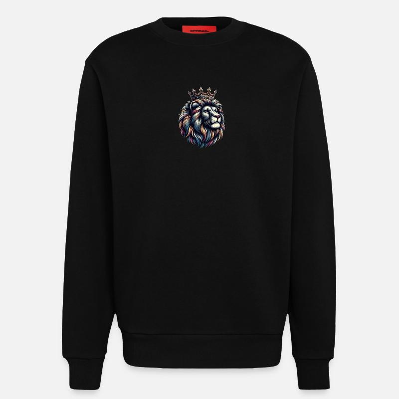 Ein bunter Löwe mit einer Krone - Sweatshirt - made by SPREAD  - SOLID BLACK