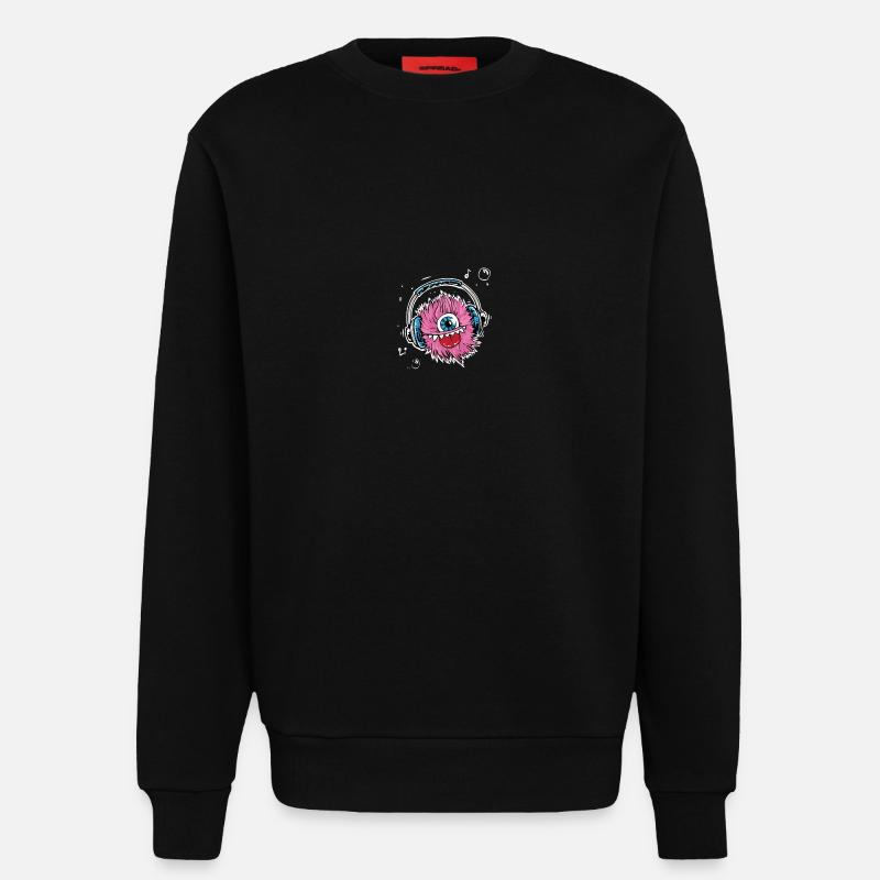Monster mit Kopfhörer - Sweatshirt - made by SPREAD - SOLID BLACK