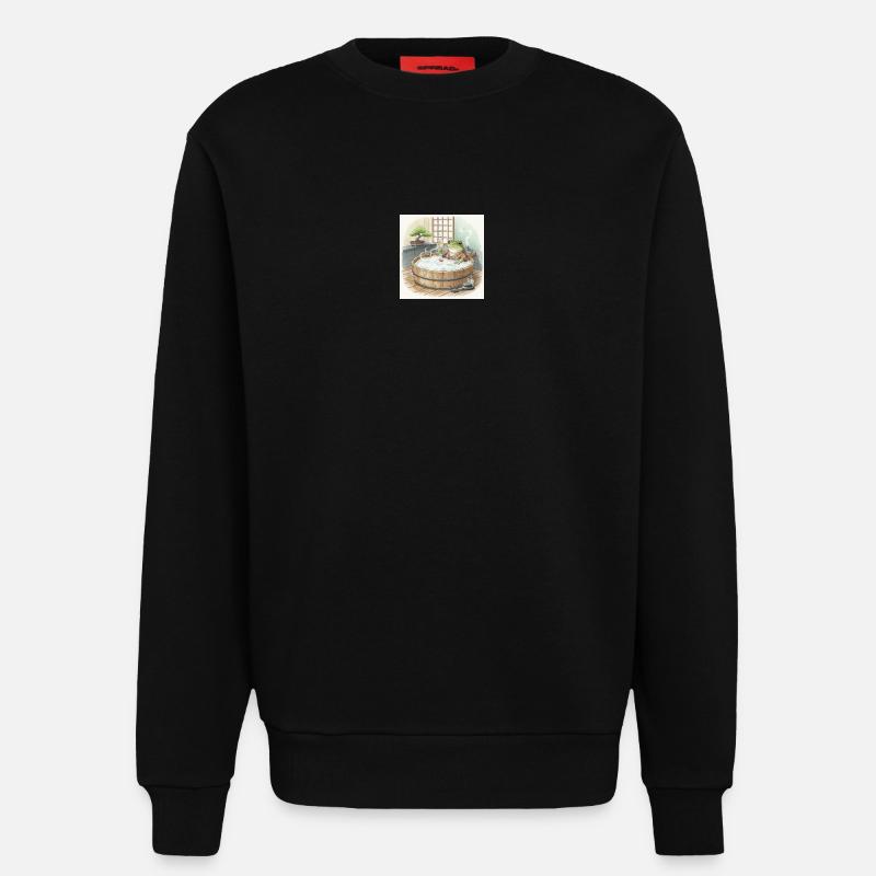 Elegant Frogsome Bath Time Scene - Sweatshirt - made by SPREAD - SOLID BLACK