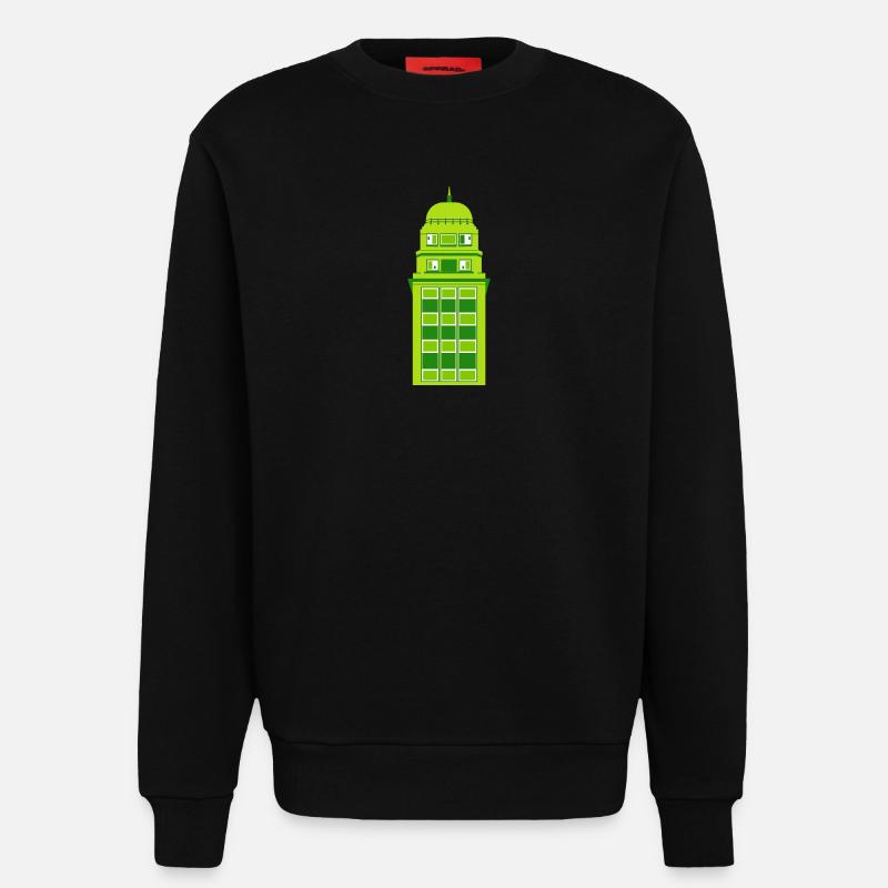 Retro Grüne Turmuhr - Sweatshirt - made by SPREAD  - SOLID BLACK