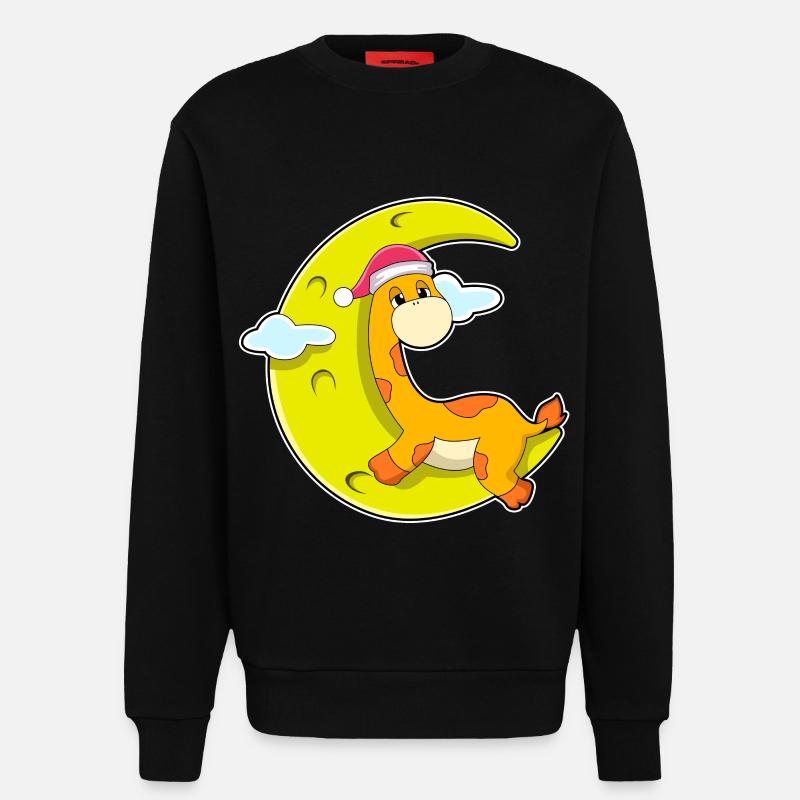 Giraffe sleeping with moon - Sweatshirt - made by SPREAD  - SOLID BLACK