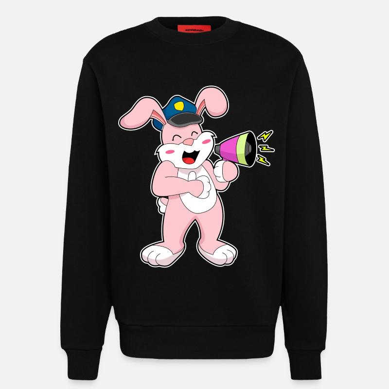 Rabbit Policeman Microphone - Sweatshirt - made by SPREAD  - SOLID BLACK
