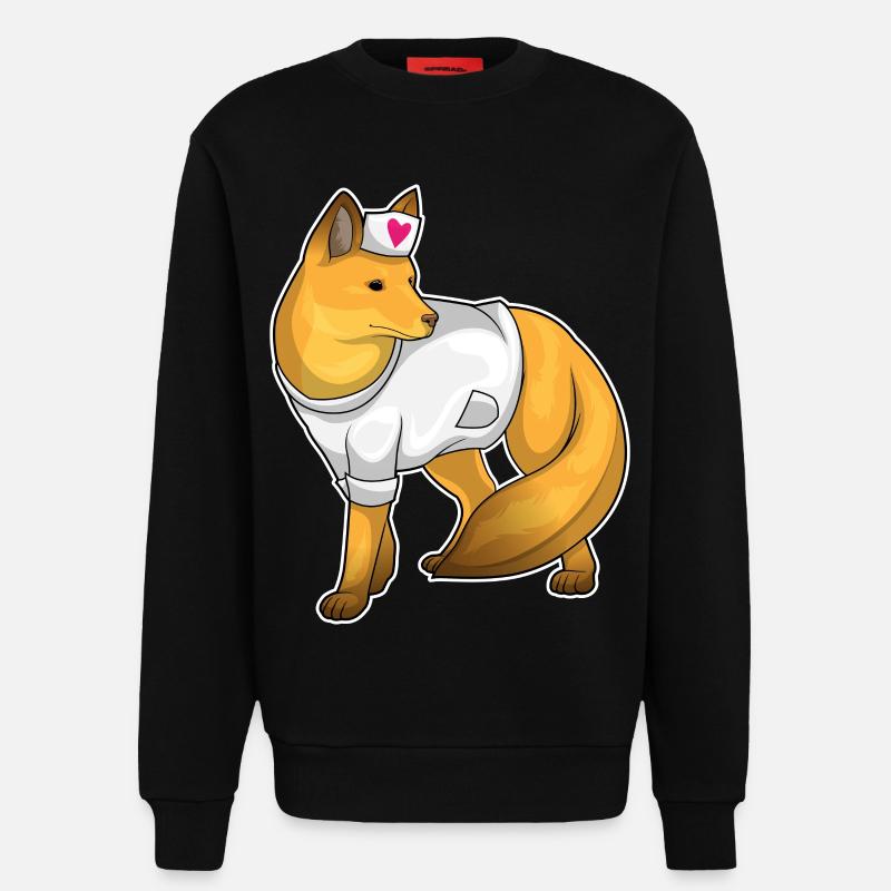 Fuchs Krankenschwester Herz - Sweatshirt - made by SPREAD  - SOLID BLACK