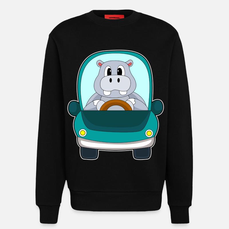 Nilpferd Auto - Sweatshirt - made by SPREAD - SOLID BLACK