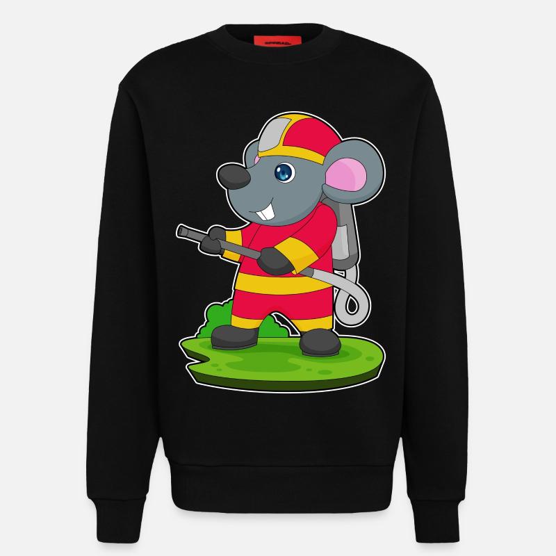 Mouse Firefighter Fire Hose - Sweatshirt - made by SPREAD  - SOLID BLACK