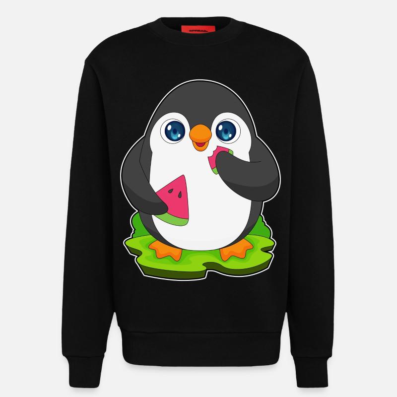 Fruit de pastèque pingouin - Sweat bio décontracté fabriqué en UE - SOLID BLACK