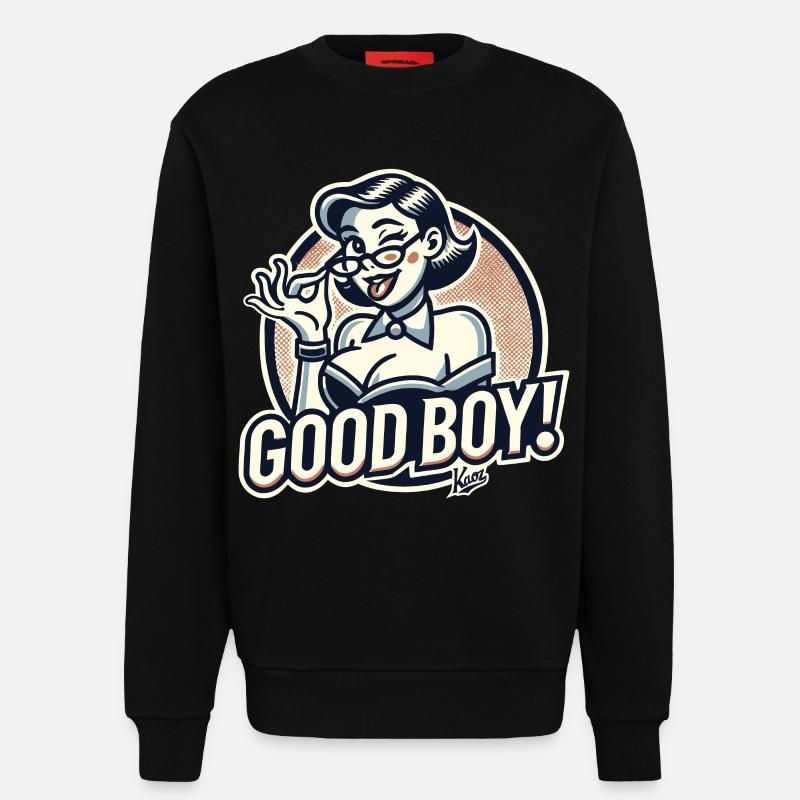 Schöne strenge Nerd-Dame: Braver Junge! - Sweatshirt - made by SPREAD  - SOLID BLACK