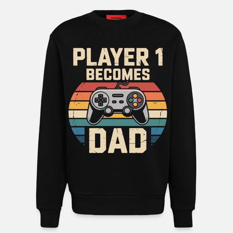 Player 1 wird Papa - Sweatshirt - made by SPREAD  - SOLID BLACK