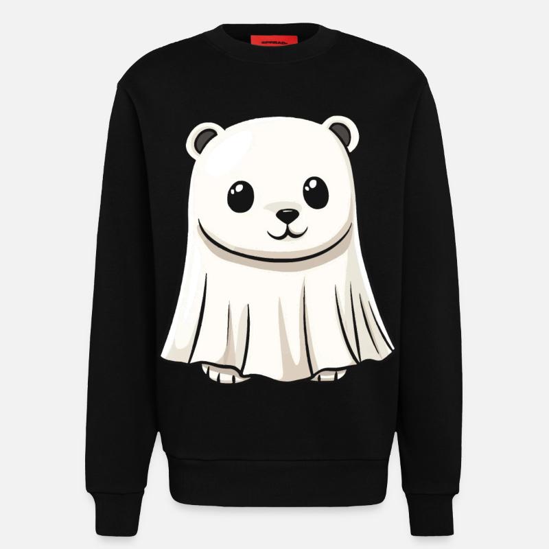 Eisbär Halloween Comic Geist - Sweatshirt - made by SPREAD  - SOLID BLACK