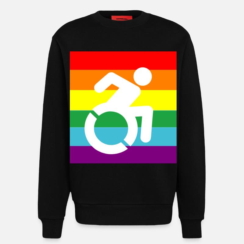 Behinderte, Schwule, Rollstuhl, Pride, LGBTQ # - Sweatshirt - made by SPREAD  - SOLID BLACK