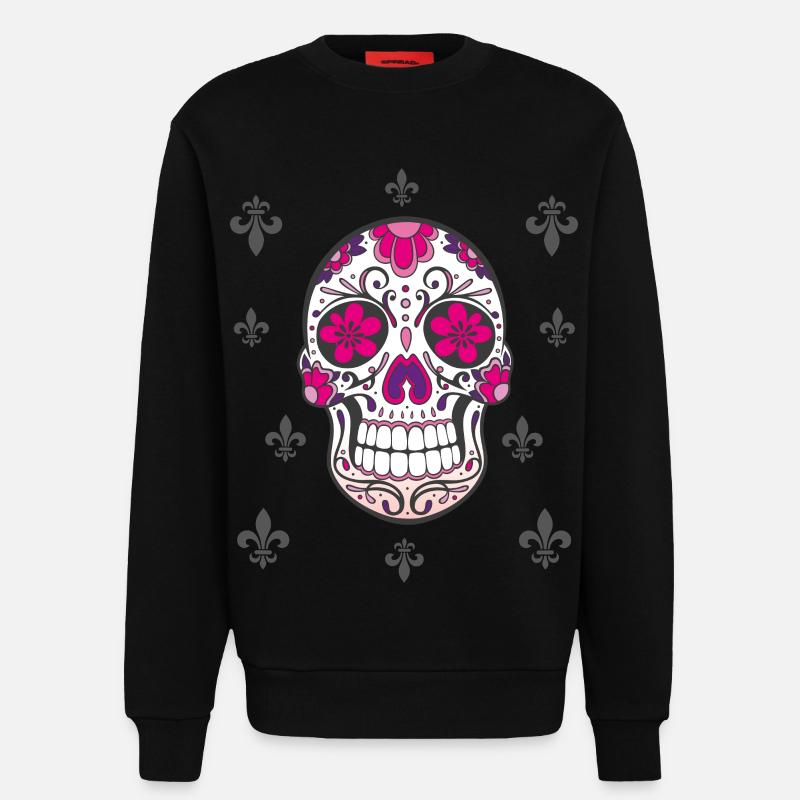 Sugar Skull Fleur De Lis - Sweatshirt - made by SPREAD  - SOLID BLACK