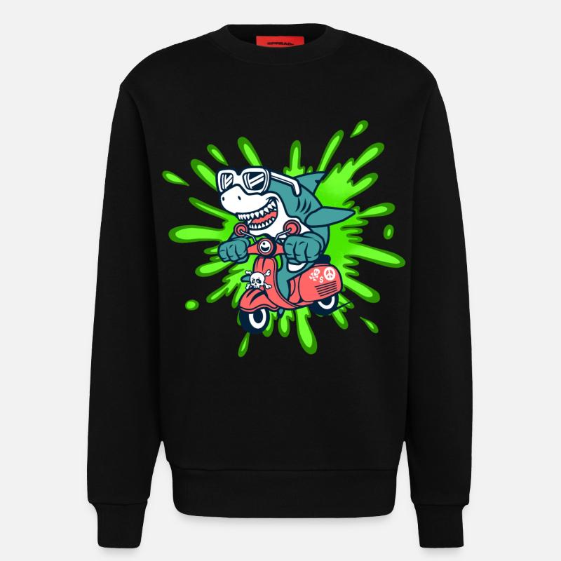 Hai lustig Mofa Moped Roller Comic - Sweatshirt - made by SPREAD - SOLID BLACK