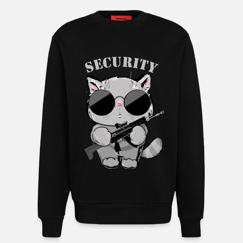 Katzen-Sicherheitsagent mit Waffe - Sweatshirt - made by SPREAD  - SOLID BLACK
