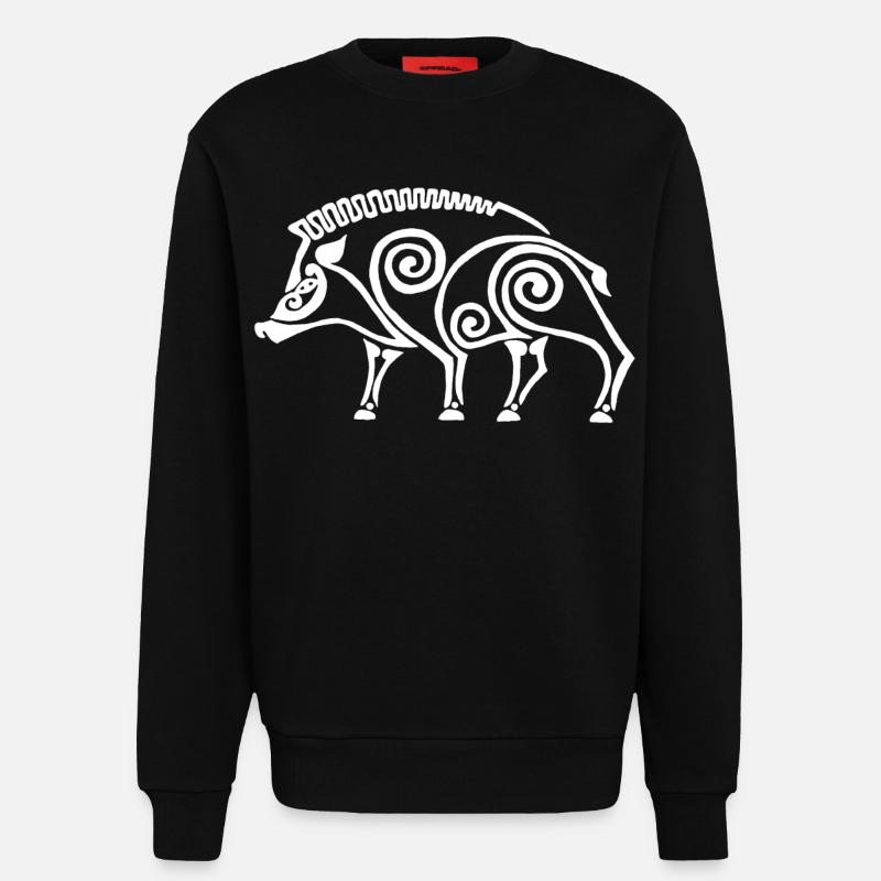 weißer keltischer Eber - Sweatshirt - made by SPREAD  - SOLID BLACK