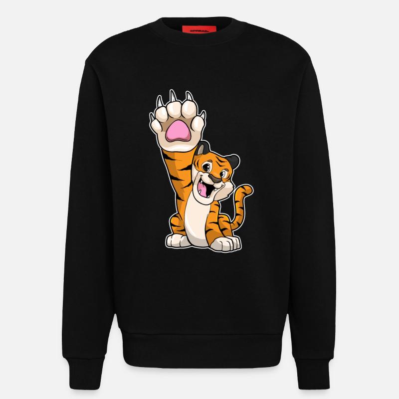 Tiger lustig High five - Sweatshirt - made by SPREAD - SOLID BLACK