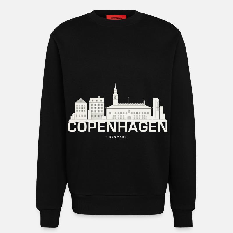 Skyline de Copenhague Copenhague - Sweat bio décontracté fabriqué en UE - SOLID BLACK