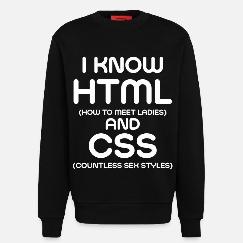 Je connais html et CSS - Sweat bio décontracté fabriqué en UE - SOLID BLACK