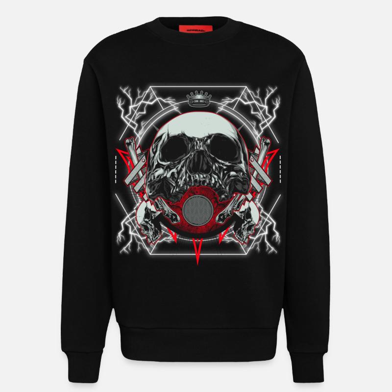 Skull Artwork with Lightning - Sweatshirt - made by SPREAD - SOLID BLACK