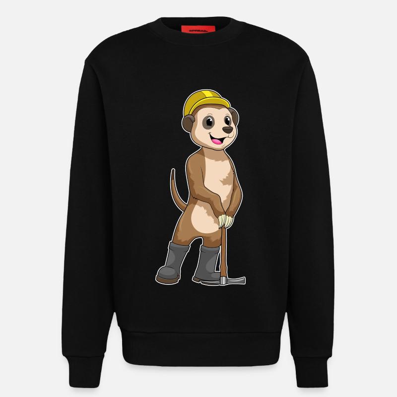 Erdmännchen als Bergarbeiter mit Spitzhacke - Sweatshirt - made by SPREAD - SOLID BLACK