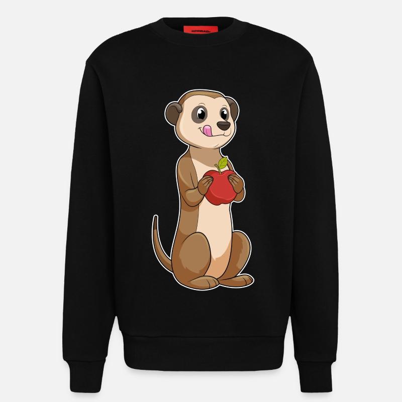 Erdmännchen mit Apfel - Sweatshirt - made by SPREAD  - SOLID BLACK