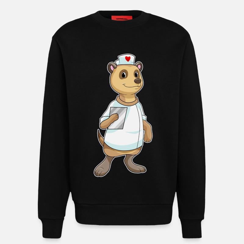 Erdmännchen als Krankenschwester mit Herz - Sweatshirt - made by SPREAD  - SOLID BLACK