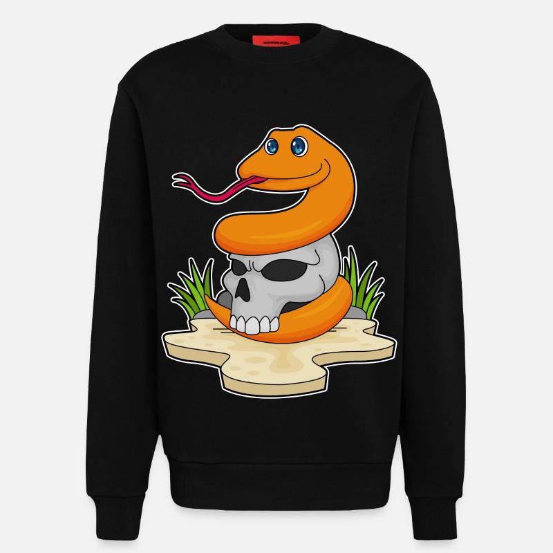 Serpent avec crâne - Sweat bio décontracté fabriqué en UE - SOLID BLACK