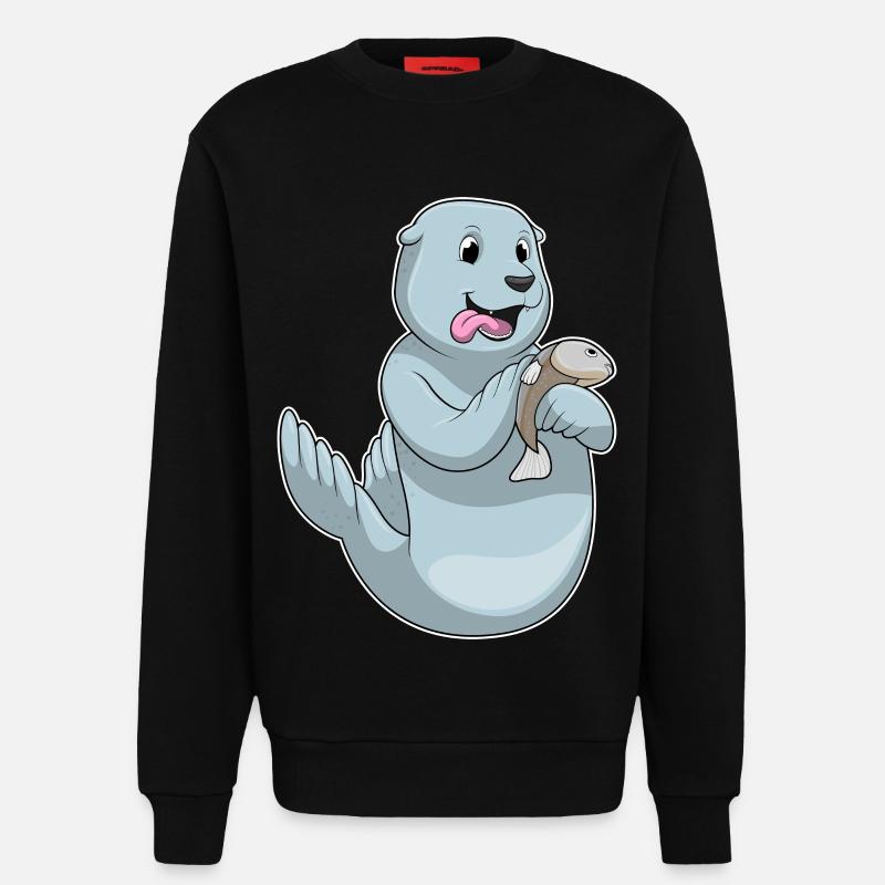 Sceller avec du poisson - Sweat bio décontracté fabriqué en UE - SOLID BLACK