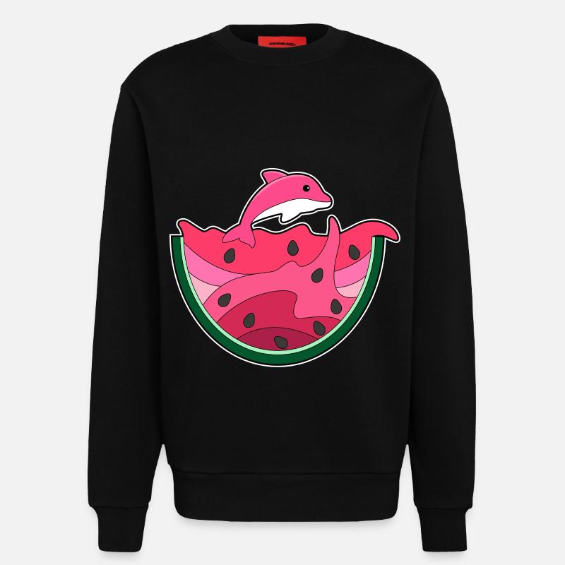 Pastèque dauphin-eau - Sweat bio décontracté fabriqué en UE - SOLID BLACK