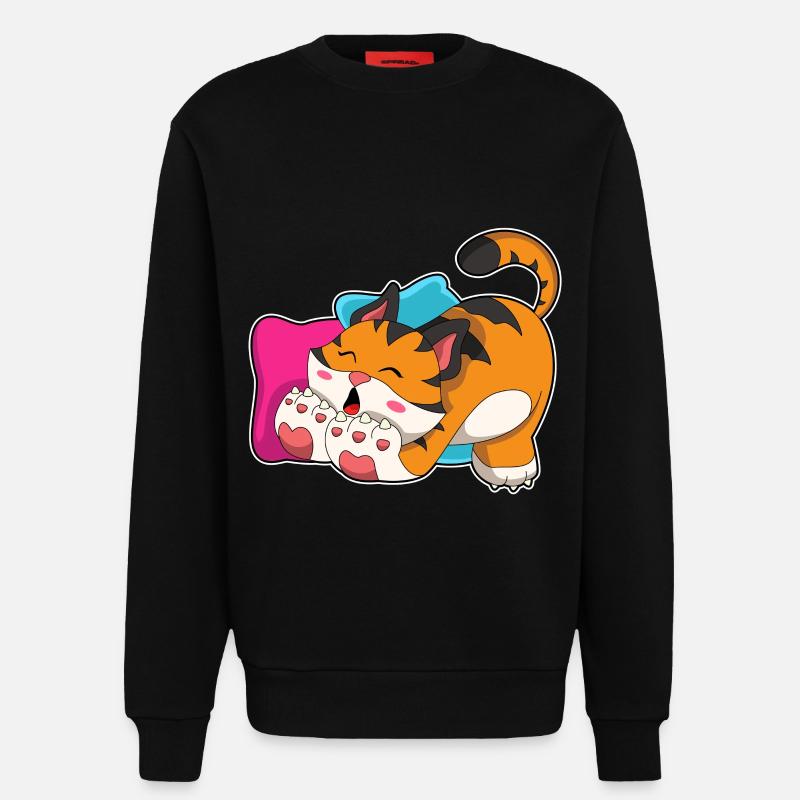 Tiger müde - Sweatshirt - made by SPREAD - SOLID BLACK