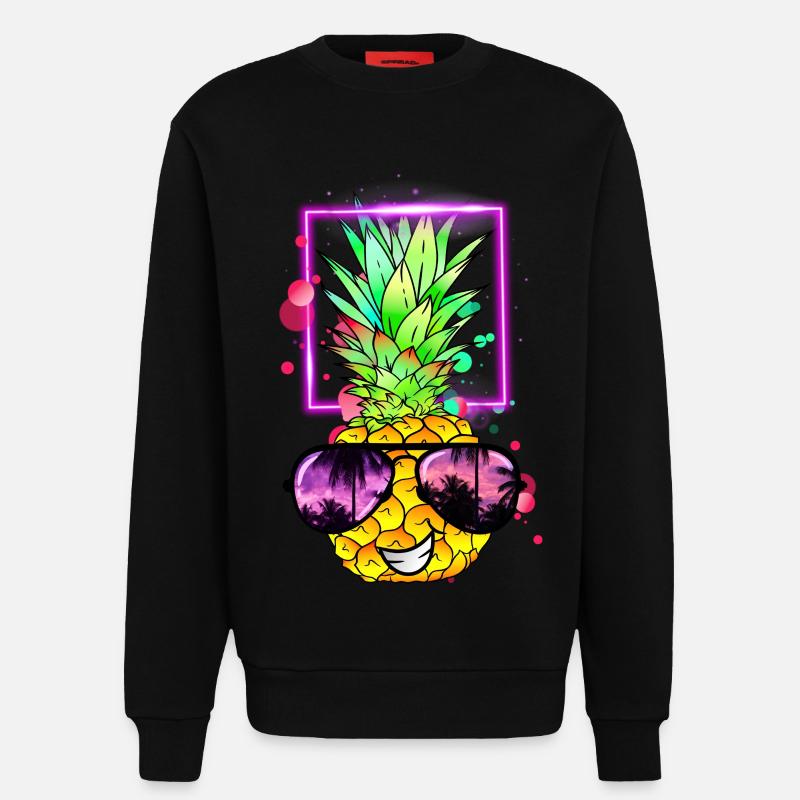 coole Ananas Retro Neon - Sweatshirt - made by SPREAD - SOLID BLACK