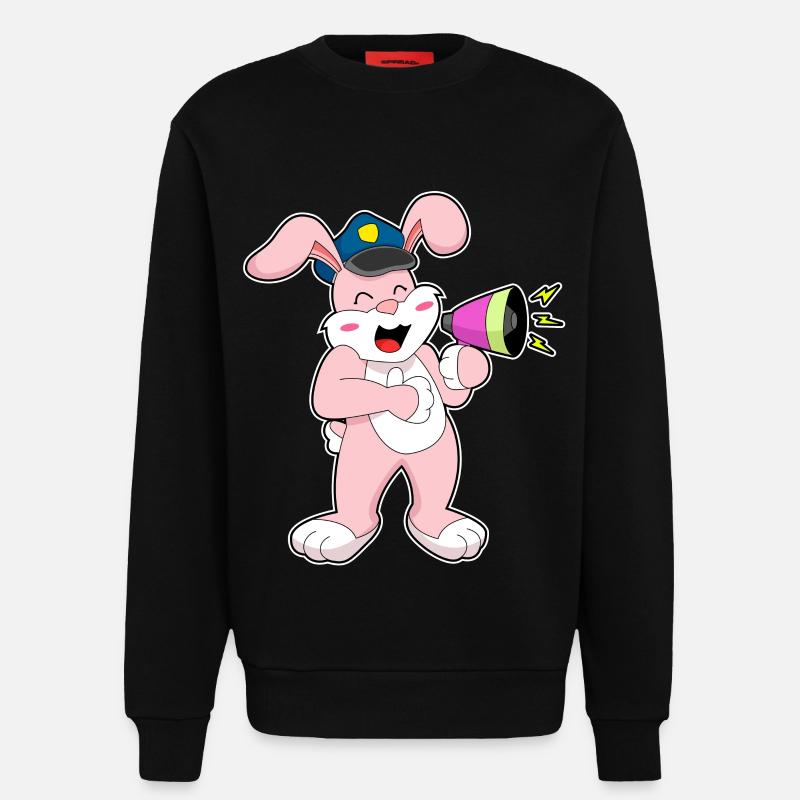 Rabbit Policier Microphone - Sweat bio décontracté fabriqué en UE - SOLID BLACK